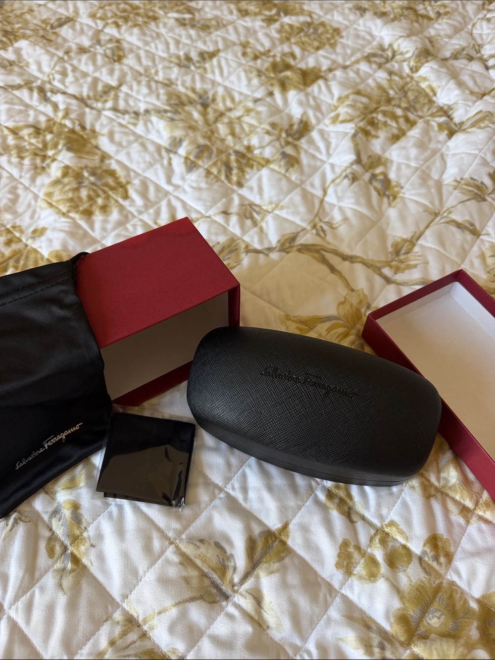 Salvatore Ferragamo Black Hard Shell Sunglasses Case with Pouch